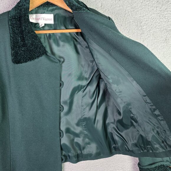 Richard Warren Wool Blazer Small Green Chenille Collar Cuffs Vintage Size 6-8 - Picture 4 of 16